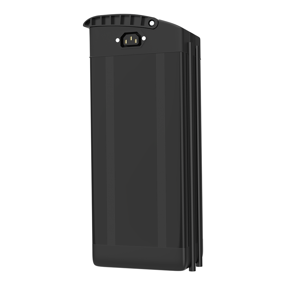 DEEPOWER black electric bike battery pack with charging port, durable sleek design